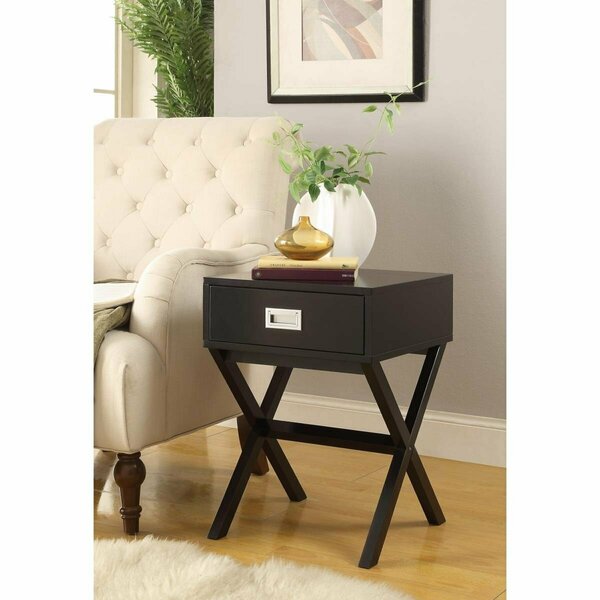 Facelift First Luxen Home Black X-Leg Accent End Table with Storage FA3278870